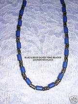 New Cobalt Blue Beads &amp; Deco Spacer Beads Adj 16 - 19 Inch Necklace Jewelry - £7.55 GBP