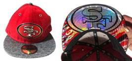 San Francisco 49ers Baseball Hat Cap New Era 59Fifty Fitted 7 1/8 Flat Brim Red - £59.63 GBP
