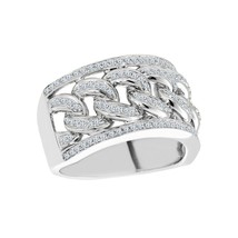 Herren 1.20CT Künstlicher Diamant Kubanisch Link Pflastern Rosa Ring Weiss Gold - £274.39 GBP