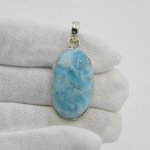 925 Sterling Silver Pendant Natural Larimar Pendant Handmade Jewelry Pendant - £16.55 GBP