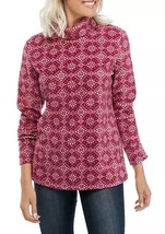 Kim Rogers ladies petite pullover pink turtleneck fleece top fair isle NEW PL - £30.24 GBP