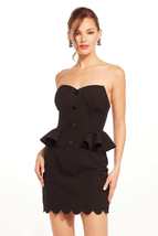 Strapless Peplum Dress - Black - £142.21 GBP