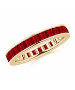 ANGARA Channel Set Square Ruby Eternity Wedding Band in 14K Solid Gold - £2,151.40 GBP