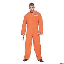 Convict Costume Adult Orange Jumpsuit Prisoner Halloween One Size UR29131 - £46.61 GBP