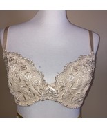 Barely Breezies Women Ivory Floral Print Full Coverage Bra 34D Underwire... - $12.88