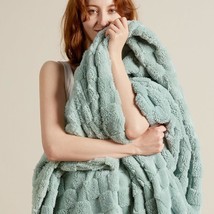 Sage Green Fleece Couch Blanket By Bedsure - Chic Checkered Throw Blanket For - £25.15 GBP