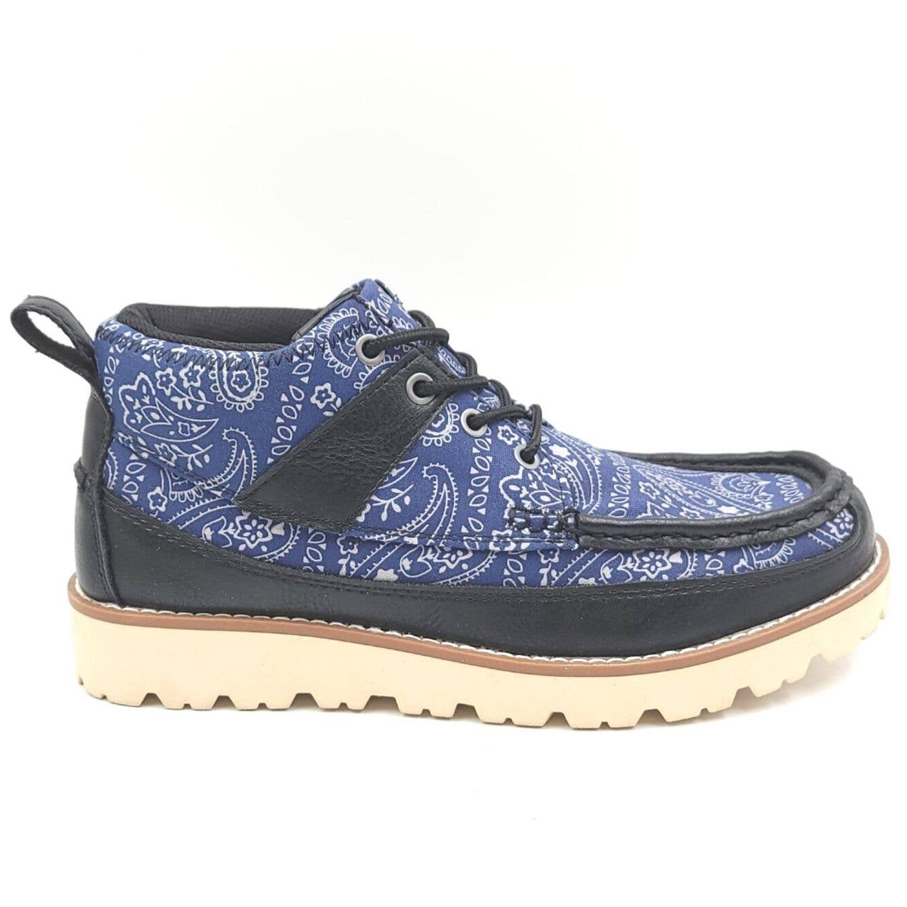 Primary image for Sun + Stone Men Lace Up Moc Toe Chukka Boots Kohen Size US 8M Navy Faux Leather