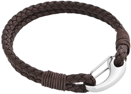 Edforce Braided Genuine Leather 2-Strand Cuff Bracelet with Stainless Steel Clas - £21.71 GBP