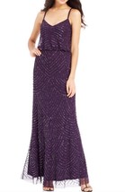 Adrianna Papell Art Deco Beaded Blouson  Amethyst/Gunmetal Formal Gown D... - £51.36 GBP