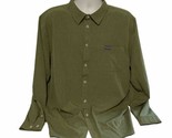 Burlebo Performance Shirt Mens 1XL XL Olive Green Button Up Long Sleeve - $26.99