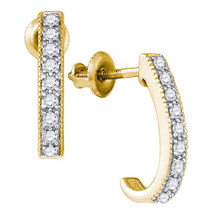 10kt Yellow Gold Womens Round Diamond Half J Hoop Earrings 1/5 Cttw - £194.15 GBP