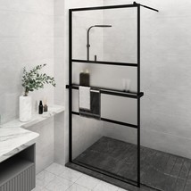  Walk-in Shower Wall with Shelf Black 45.3"x76.8" ESG Glass&Aluminum - $517.49