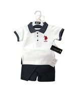 US POLO 2 PIECES BABY SET 12-24 MONTHS (18 MONTHS, WHITE POLO/NAVY) - £11.67 GBP