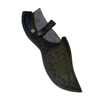 Warrior Knife Hunter Leather Sheath Only Black Western Eagle Embossed u Belt Loo - £30.05 GBP