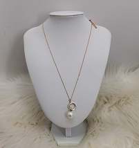 Inc International Concepts Imitation Pearl and Pave Circle Lariat Necklace - £10.94 GBP