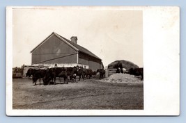 RPPC Farm Scene Cows and Barn w Haystack Agriculture UNP Postcard Q7 - £8.52 GBP