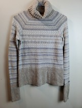 Columbia Sweater Mens Small Gray Fair Isle Print Knit Cotton Turtleneck Pullover - $22.58
