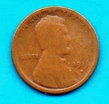 1916 S Lincoln Wheat Penny- Circulated-Heavy Wear - £1.77 GBP