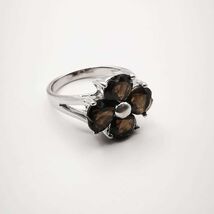 New Women's Quatrefoil Ring 925 Sterling Silver, Jewelry, Smoky Quartz - $97.00