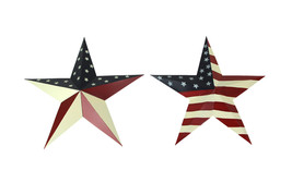 Set of 2 Patriotic American Flag Design Barn Stars Indoor Outdoor Wall Hangings - £25.93 GBP