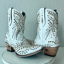 Lane DOLLY Womens Cowboy Bootie 9 White Gold Western Cowgirl Short Ankle... - $445.50