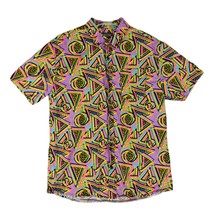 MASSIVE Apparel Men&#39;s M Retro 80s 90s Pattern Button Down Short Sleeve Shirt - £19.13 GBP