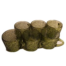 Anchor Hocking Soreno Set of 6 Coffee Cups Vintage Mid Centry Avocado Green - £12.78 GBP