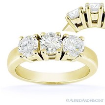 Forever Brilliant Round Cut Moissanite 14k Yellow Gold 3-Stone Engagement Ring - £650.99 GBP+