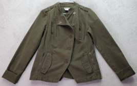 Hang Ten Moto Jacket Womens Medium Olive Long Sleeve Fitted Asymmetrical Button - £19.58 GBP