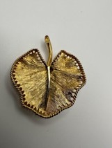 Vintage BSK Gold Leaf Brooch 5.3cm - £39.47 GBP