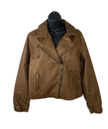 Blu Pepper Women&#39;s Brown Faux Leather Biker Moto Jacket Women&#39;s Size L - $58.05 CAD