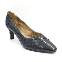 Soft Style Women Perforated Classic Pump Heels Size US 6M Black Patent Leather - £16.69 GBP