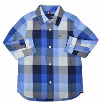 Tommy Hilfiger Boys Button-Front Long Sleeve Plaid Shirt Blue Multi, XXS... - £27.28 GBP