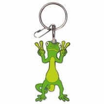 gecko frog logo color metal key chain ring made in usa - £19.97 GBP