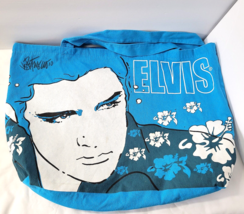 Elvis Presley Canvas RARE Tote Bag Joe Petruccio Aqua Blue Hawaii Face Flowers - £34.92 GBP