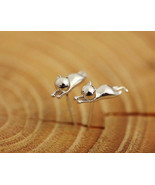 New 3D Cat Earrings Sterling Silver Dainty Minimalist Jewelry Cats Mothe... - £13.51 GBP