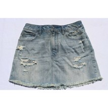 Abercrombie &amp; Fitch Womens A Line Skirt Blue Mini Distressed Pockets Den... - $14.99