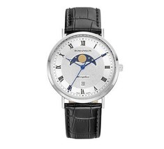 Romanson Kairos Classic Moon RWTLFM1B2400WHSI0 phase leather watch  - $286.25