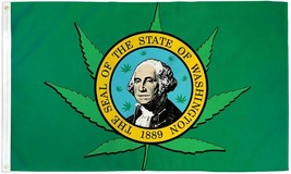 Washington State with Marijuana Pot Leaf Weed Flag Polyester 3 x 5 Foot New 3x5 - £12.90 GBP