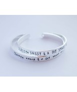 Funny gift bracelet, Classy, Sassy &amp; A Bit Smart Assy hand stamped cuff ... - £20.78 GBP