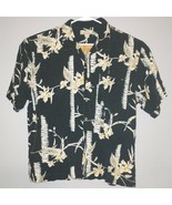 Vintage Tommy Bahama Palm Trees Black Hawaiian Button Up Silk Shirt XL X... - £26.59 GBP