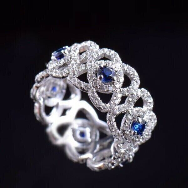 Bague De Fiançailles Réplique Kate Middleton Diamant Et Saphir CZ Argent Sterling – Taille L-S