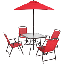 Albany Lane Steel Outdoor Patio Dining Set of 6 For Yard Deck Picnic , Red NEW - £120.72 GBP