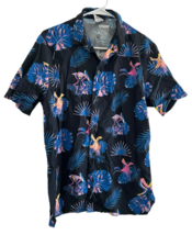 Dutch Bros Hawaiian Print Black Button Up Shirt Size Small - $23.75