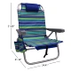 Mainstays Reclining Beach &amp; Event Lay-Flat Backpack Chair Blue &amp; Green S... - £60.57 GBP