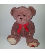 Brown Teddy Bear Plush Red Bow Heart Valentines Day 12&quot; Stuffed Animal W... - £15.46 GBP