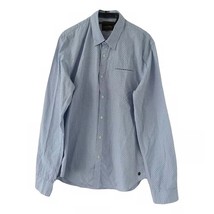 SCOTCH &amp; SODA  L  Men Pocket Shirt Button Up Pure Cotton  Blue Checked Melange - £21.78 GBP