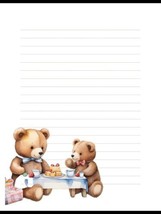 Bear Picnic - Lined Stationery Paper (25 Sheets)  8.5 x 11 Premium Paper - £9.58 GBP