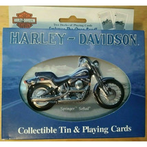 Harley Davidson Collectable Tin &amp; Playing Cards Springer Softail - 2001 ... - £7.10 GBP