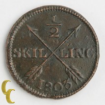 1803 Sweden 1/2 Skilling in XF Condition, KM# 565 - €38,18 EUR